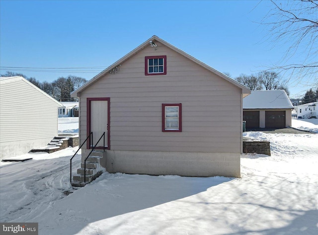 exterior space with a garage