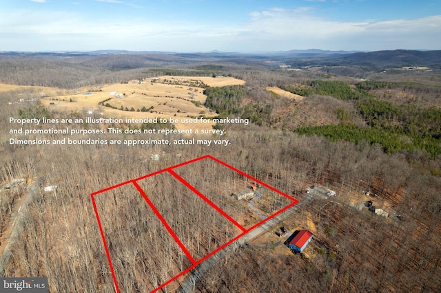 birds eye view of property with a mountain view