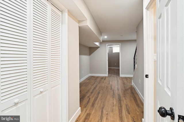 hall featuring hardwood / wood-style flooring