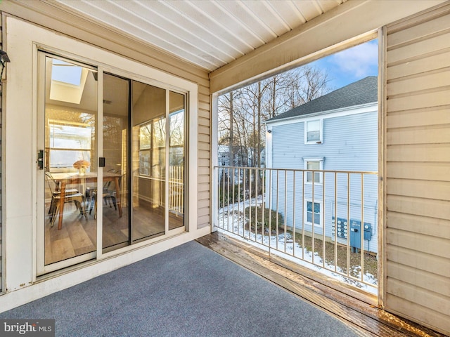 view of unfurnished sunroom