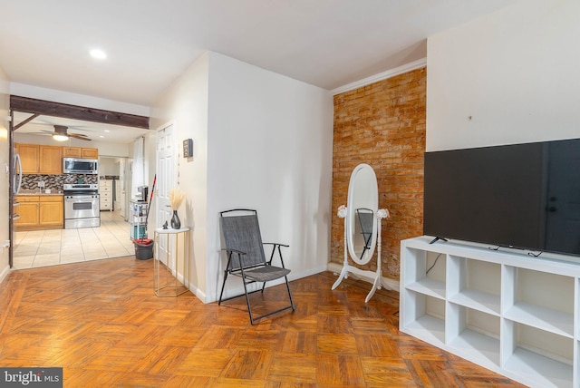 interior space featuring light parquet floors