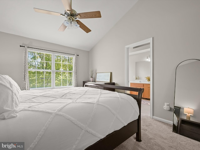 6422 Frothingham Ct, Elkridge, MD 21075 - bedroom with light carpet, lofted ceiling, ceiling fan, ensuite bathroom, and baseboards