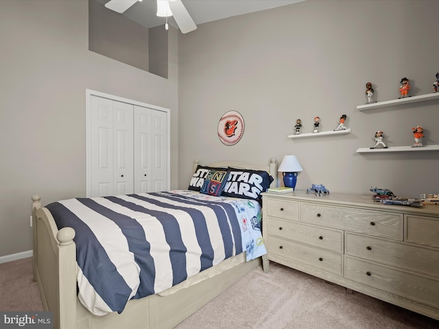 6422 Frothingham Ct, Elkridge, MD 21075 - carpeted bedroom featuring a closet, ceiling fan, and baseboards
