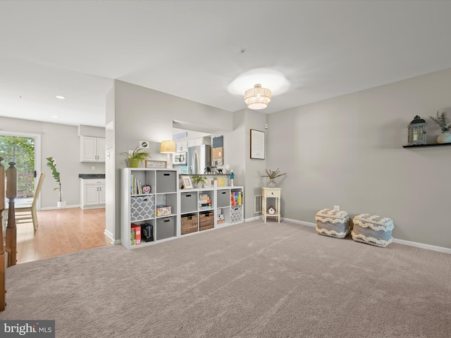 6422 Frothingham Ct, Elkridge, MD 21075 - miscellaneous room featuring baseboards, light carpet, and recessed lighting