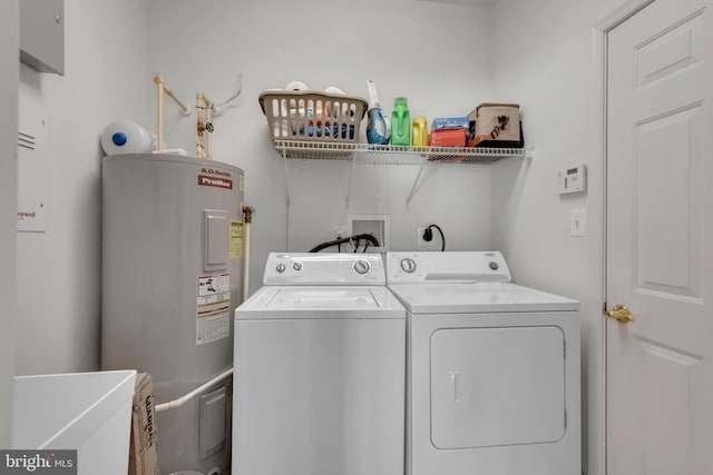 laundry room featuring washer and dryer and water heater