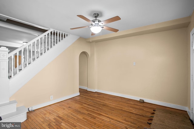 interior space featuring ceiling fan and wood-type flooring