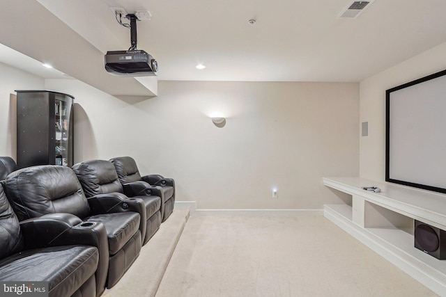 view of carpeted cinema room