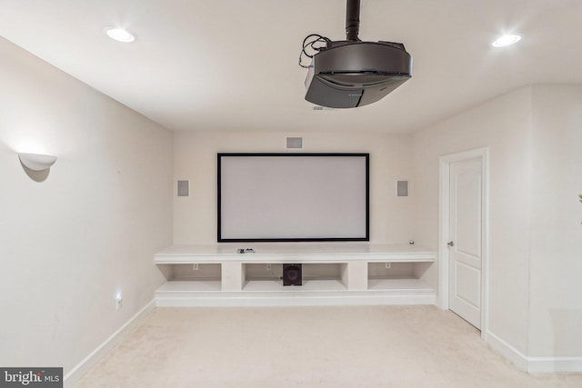 view of carpeted home theater room