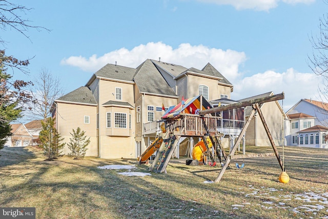 exterior space featuring a playground and a lawn