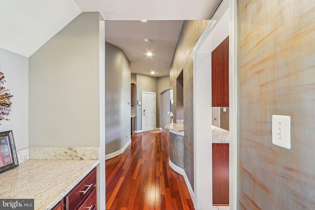 hall featuring dark hardwood / wood-style flooring