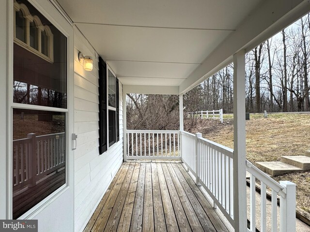 wooden deck with a porch