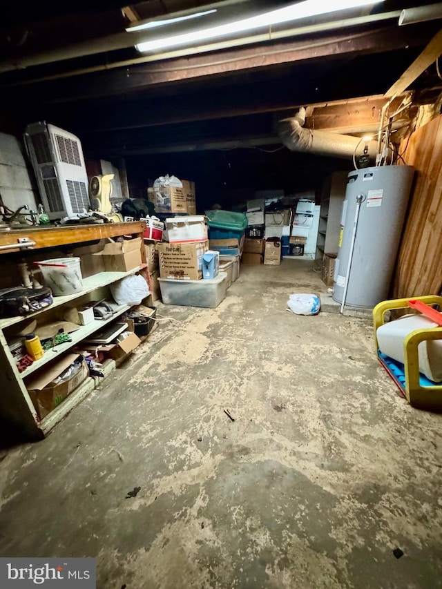 storage room featuring electric water heater