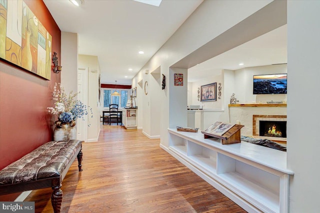 hall with light wood-type flooring