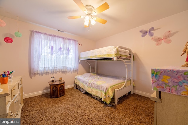 bedroom with carpet and ceiling fan