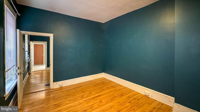 spare room featuring wood-type flooring