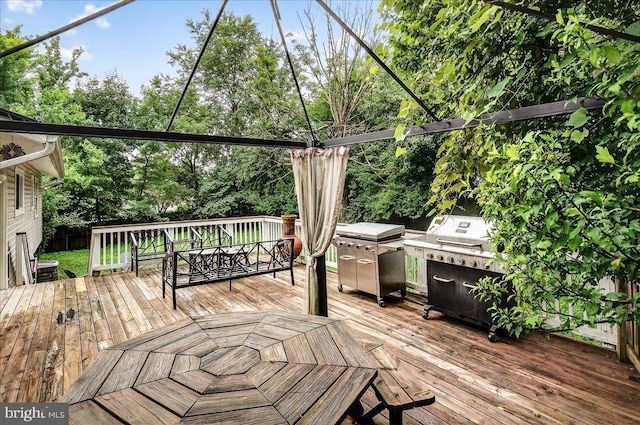 24200 Log House Rd, Gaithersburg, MD 20882 - wooden deck featuring area for grilling and view of scattered trees