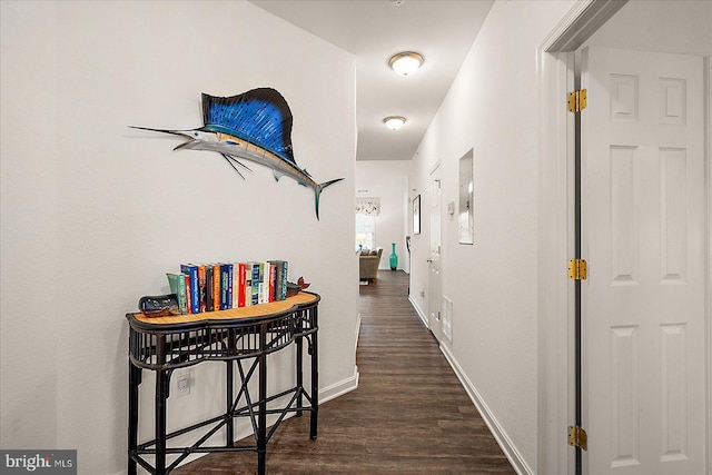 hallway featuring dark hardwood / wood-style floors