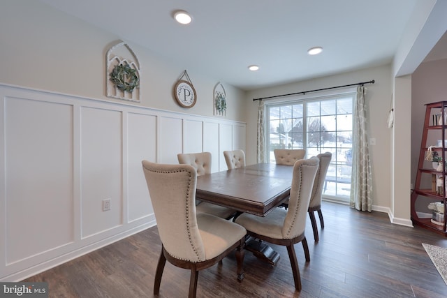 dining room with dark wood-type flooring