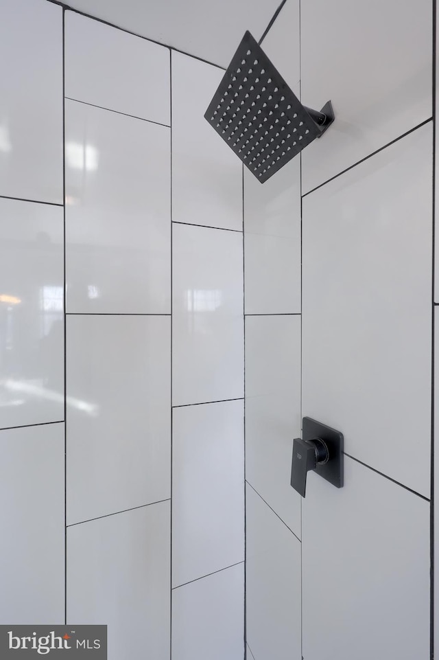 interior details featuring tiled shower