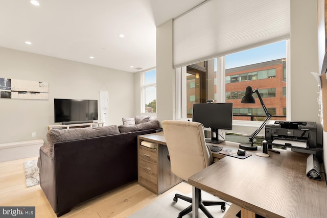 office featuring light wood-type flooring