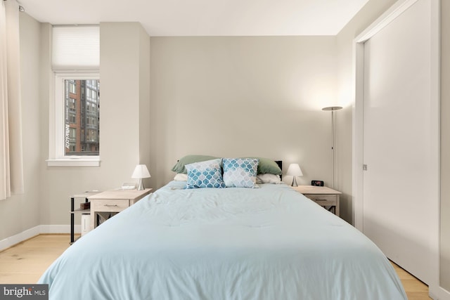 bedroom featuring light hardwood / wood-style floors