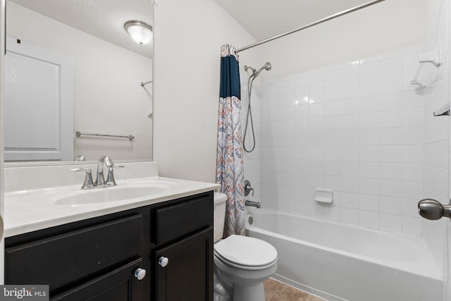 1324 Ray Ln, Glen Burnie, MD 21061 - full bathroom with shower / bath combo with shower curtain, toilet, tile patterned flooring, and vanity