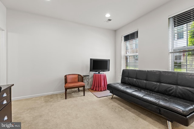 1324 Ray Ln, Glen Burnie, MD 21061 - living room with a healthy amount of sunlight, visible vents, recessed lighting, and light colored carpet