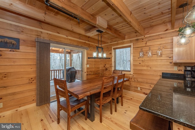 35 Blue Mountain Vw, Mc Henry, MD 21541 - dining area with wood ceiling, plenty of natural light, and wood walls
