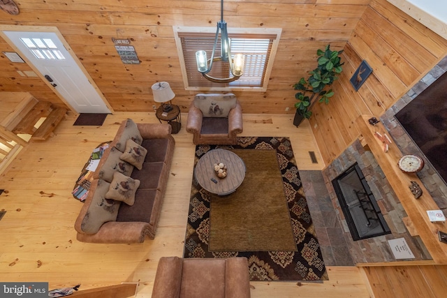 35 Blue Mountain Vw, Mc Henry, MD 21541 - living room with wood walls