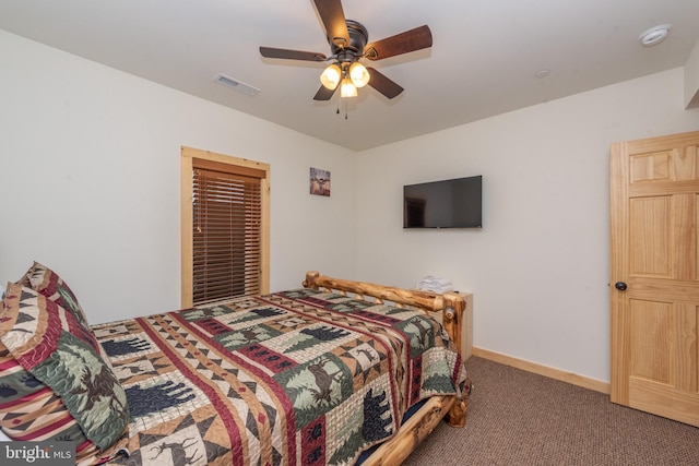 35 Blue Mountain Vw, Mc Henry, MD 21541 - bedroom with carpet floors, visible vents, a ceiling fan, and baseboards
