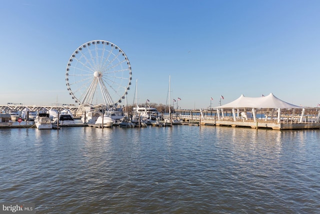 property view of water featuring a dock