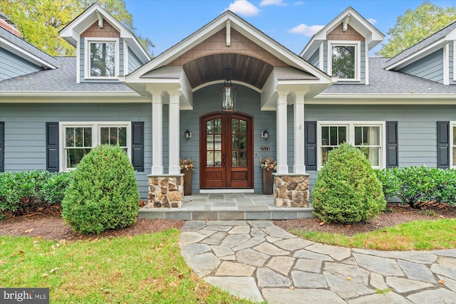 doorway to property with french doors