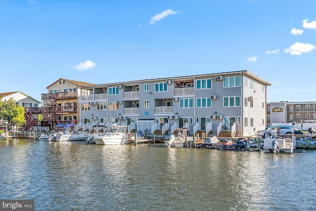 property view of water featuring a dock