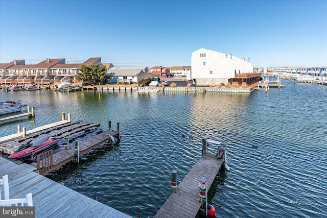 view of dock featuring a water view