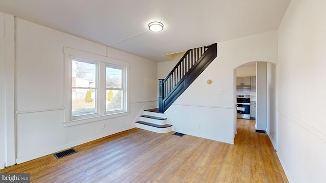 interior space with light hardwood / wood-style floors