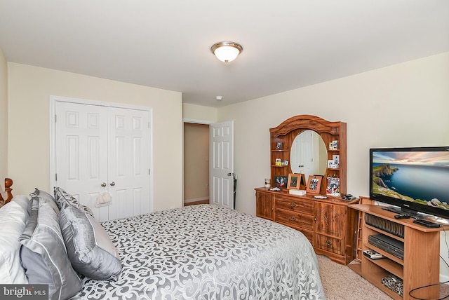 carpeted bedroom featuring a closet