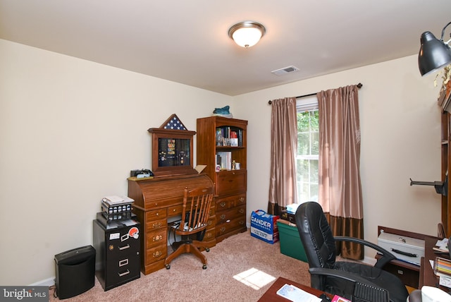 view of carpeted office space