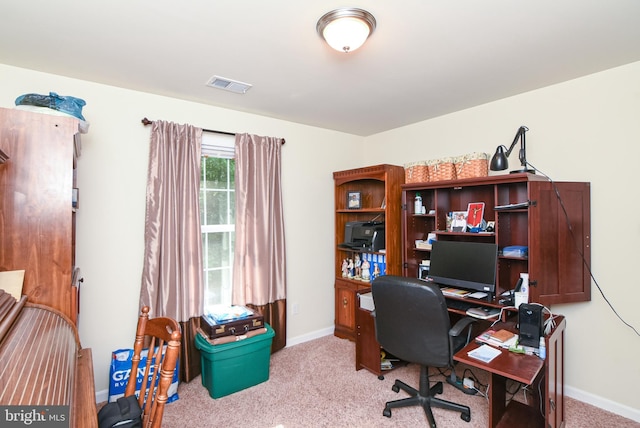 view of carpeted office space