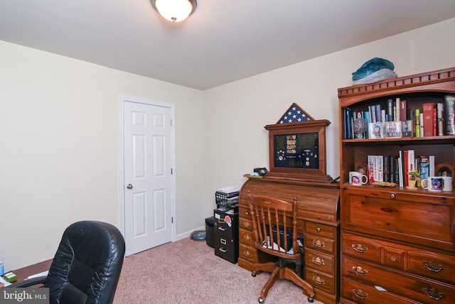 office space with light colored carpet