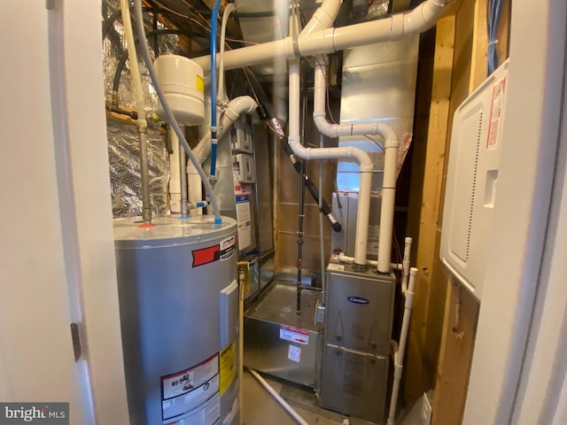 utility room featuring water heater