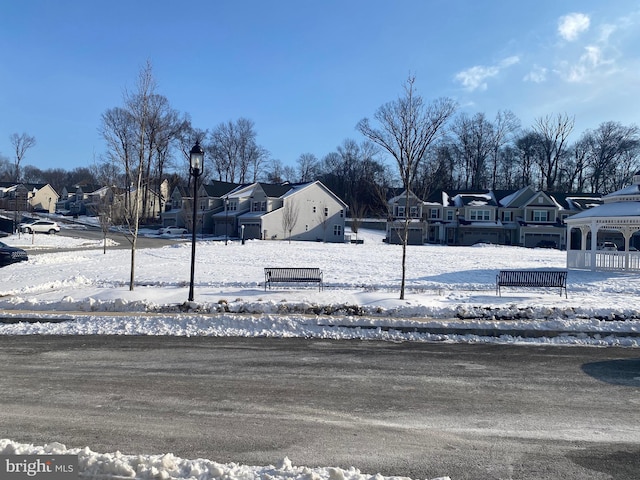 view of yard covered in snow