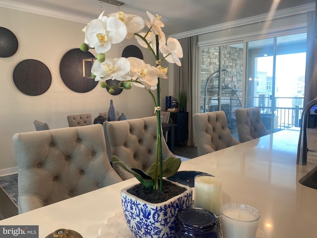 dining room with ornamental molding