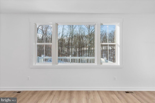 empty room with light hardwood / wood-style flooring and a healthy amount of sunlight