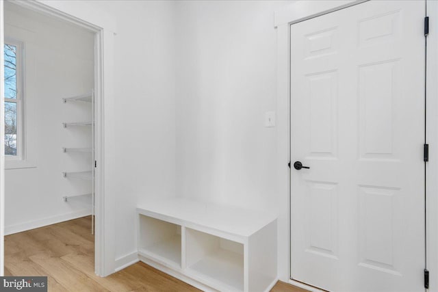 mudroom featuring light hardwood / wood-style flooring