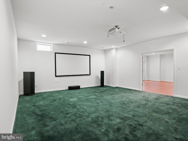 view of carpeted cinema room