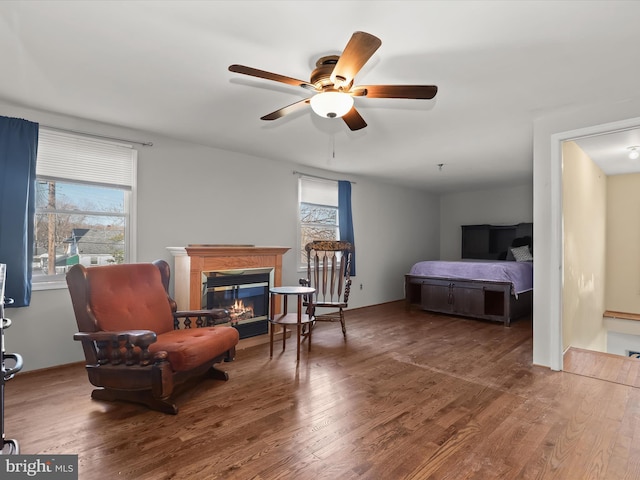 bedroom with hardwood / wood-style flooring