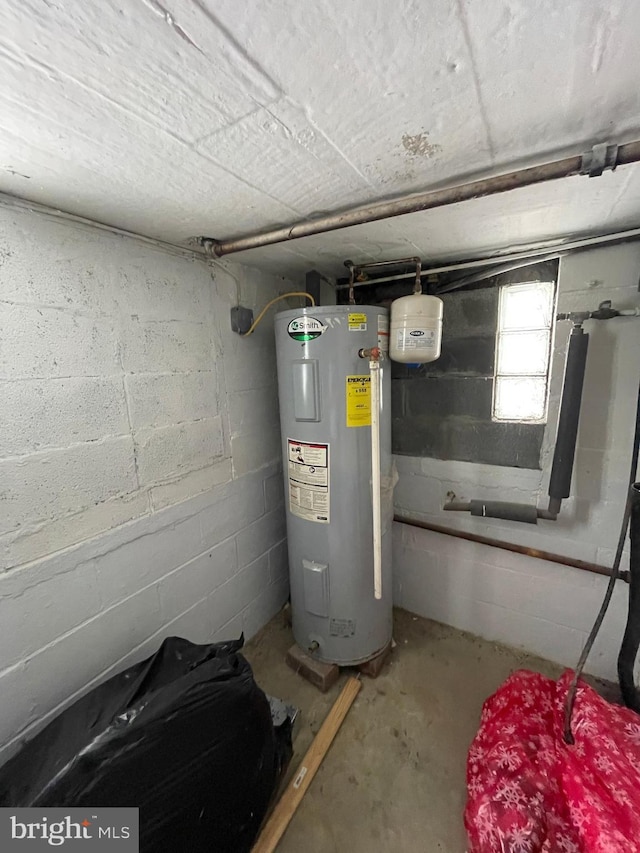 utility room with electric water heater