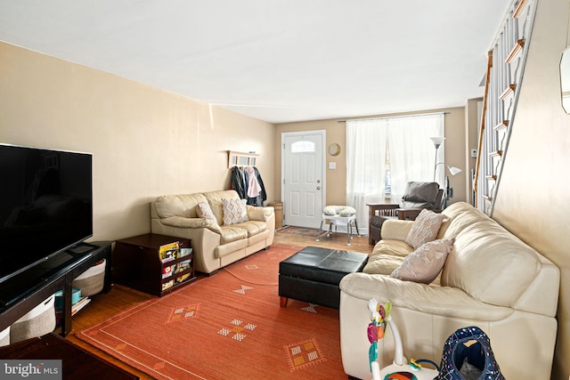 living room with wood-type flooring