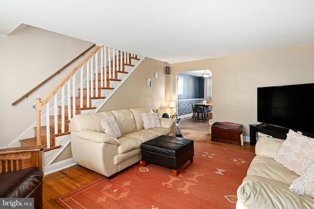 living room with wood-type flooring