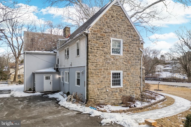 view of snow covered exterior